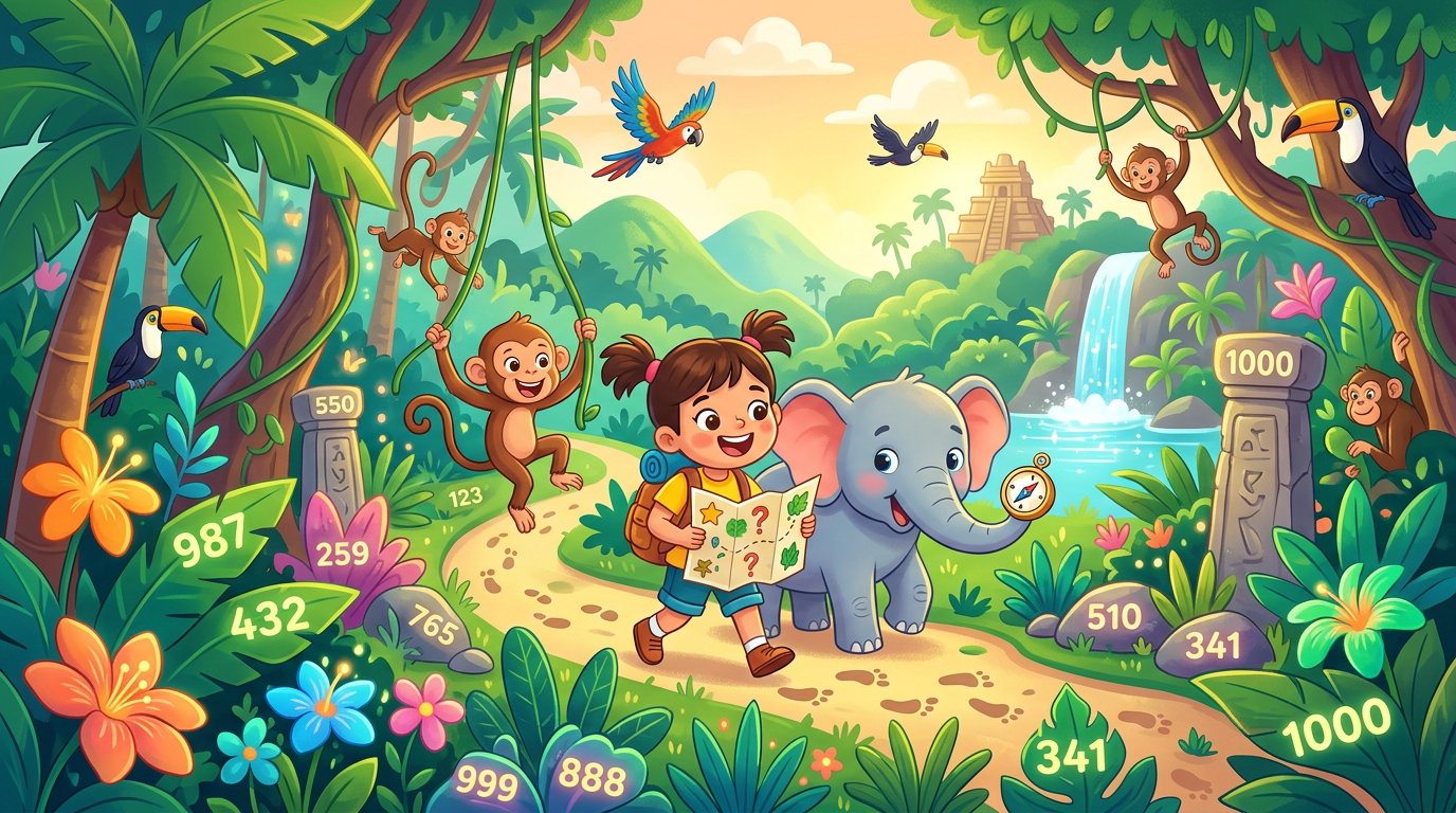 Math Quest: The 3-digit Jungle Quiz cover