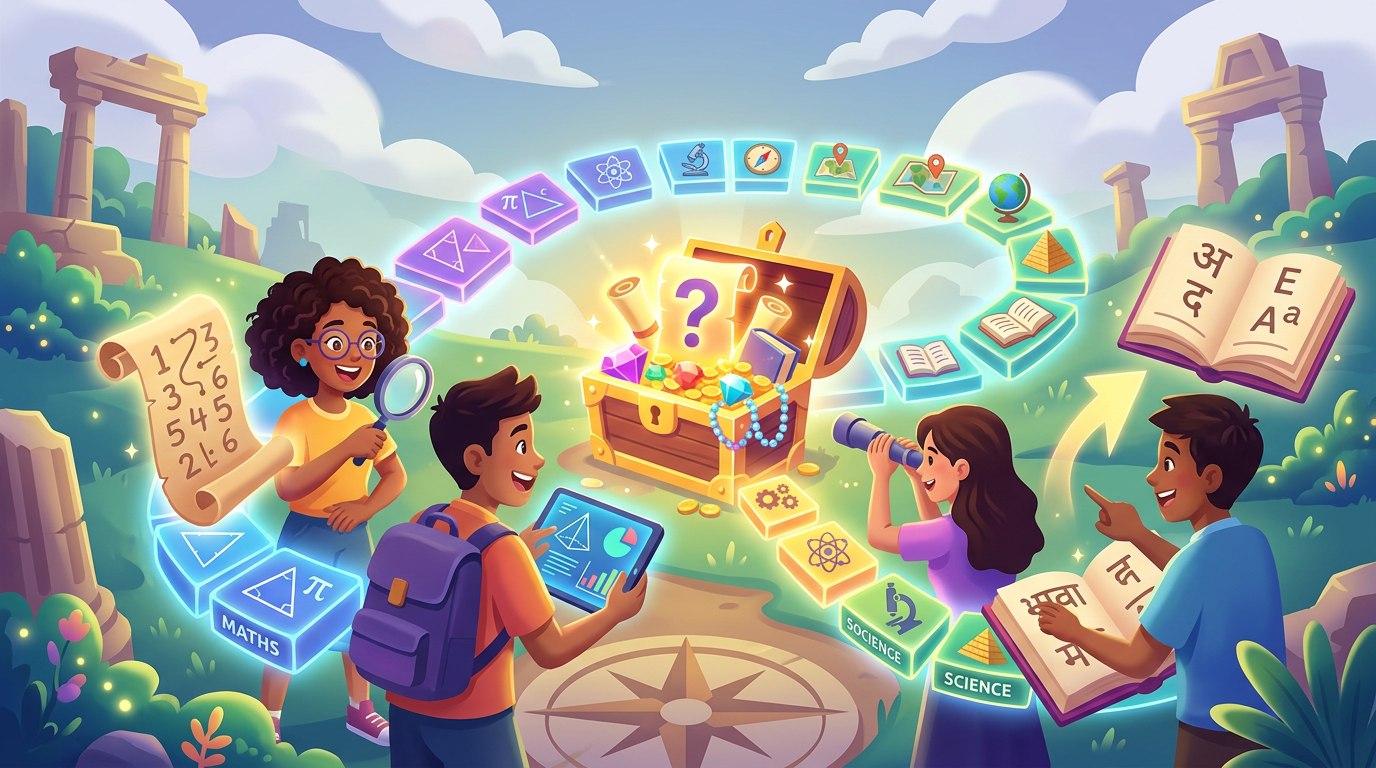 Treasure Hunt your Knowledge skill . Play the game in Multi player mode to enjoy and Learn cover